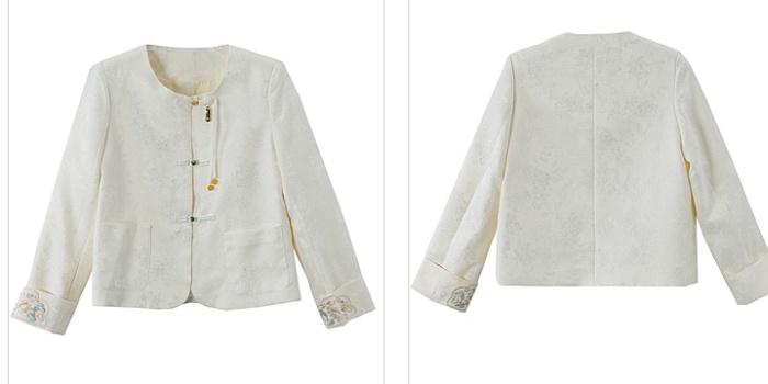 Embroidery white tops spring and autumn coat for women