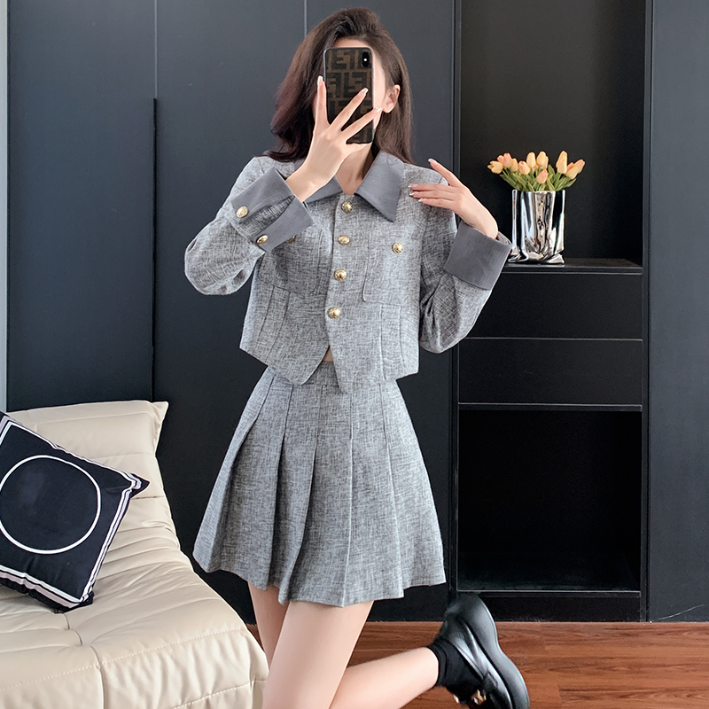 Retro business suit autumn skirt 2pcs set