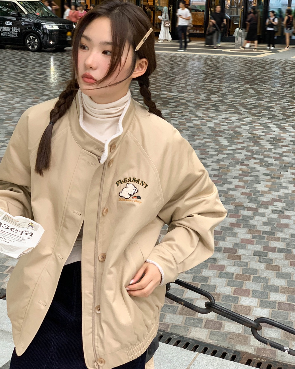 Clip cotton thick loose tops thermal elmo coat for women