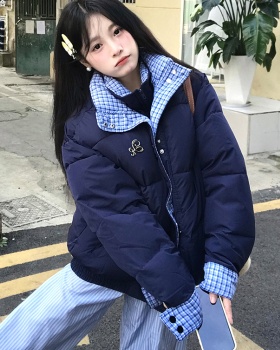 Winter loose bread clothing plaid cotton coat for women