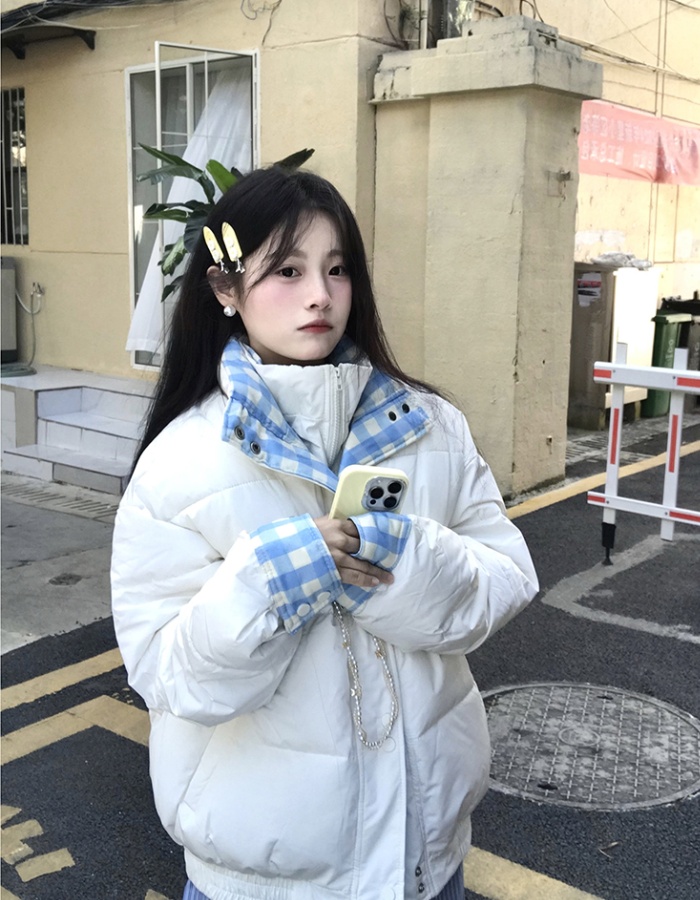 Winter loose bread clothing plaid cotton coat for women