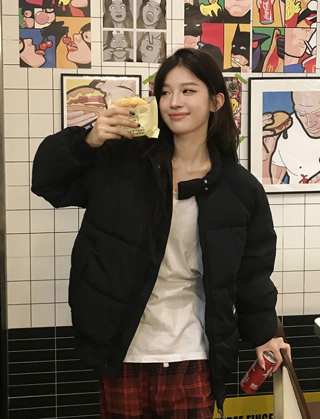 Down Korean style students jacket couples cotton coat