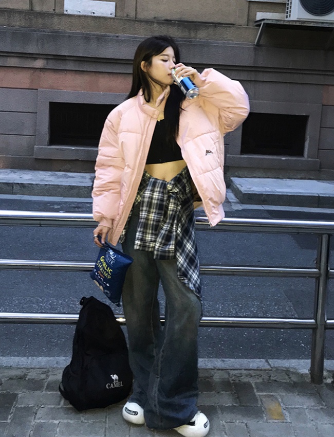 Down Korean style students jacket couples cotton coat
