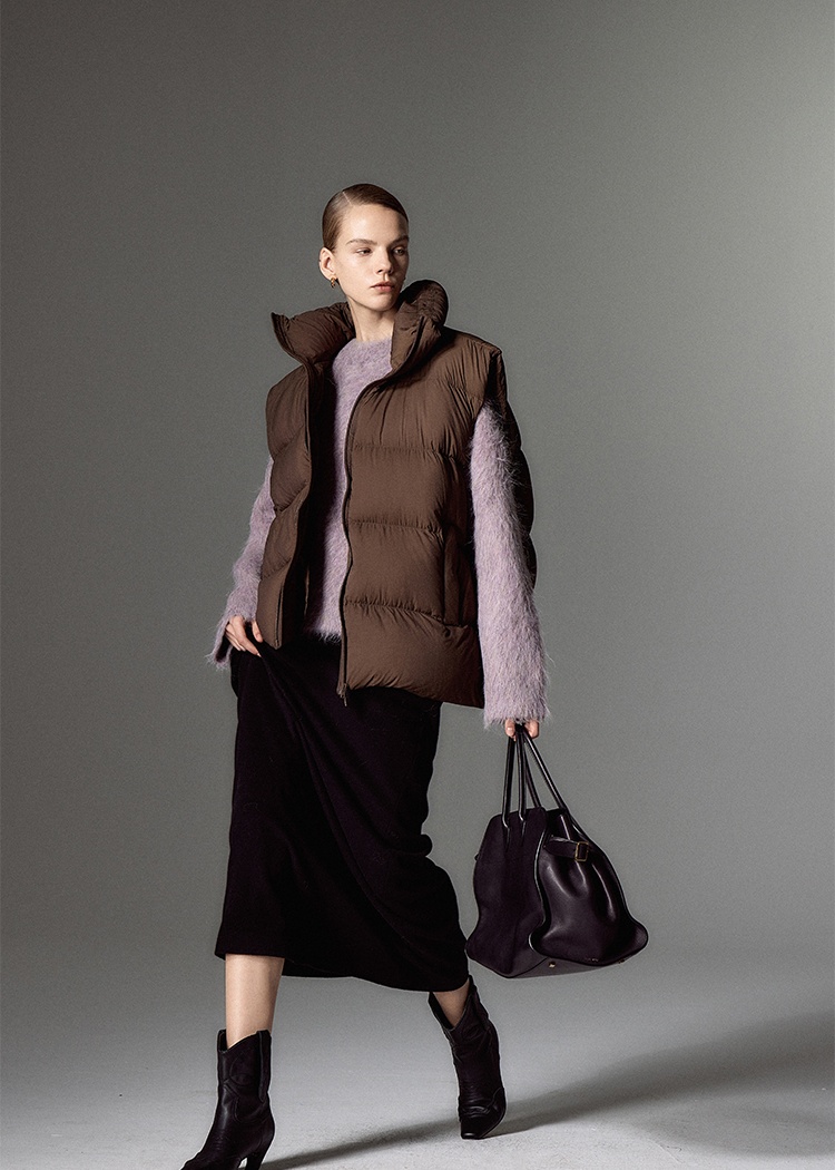 Brown fashion vest wears outside waistcoat for women