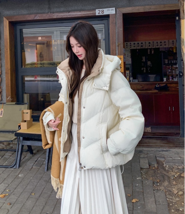 Winter thick coat white short cotton coat