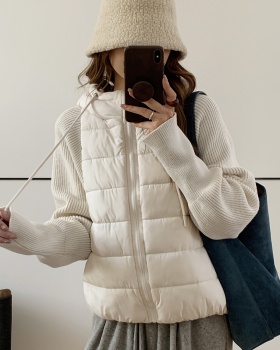 Pseudo-two thin sweater knitted short cotton coat for women