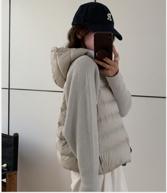 Pseudo-two thin sweater knitted short cotton coat for women