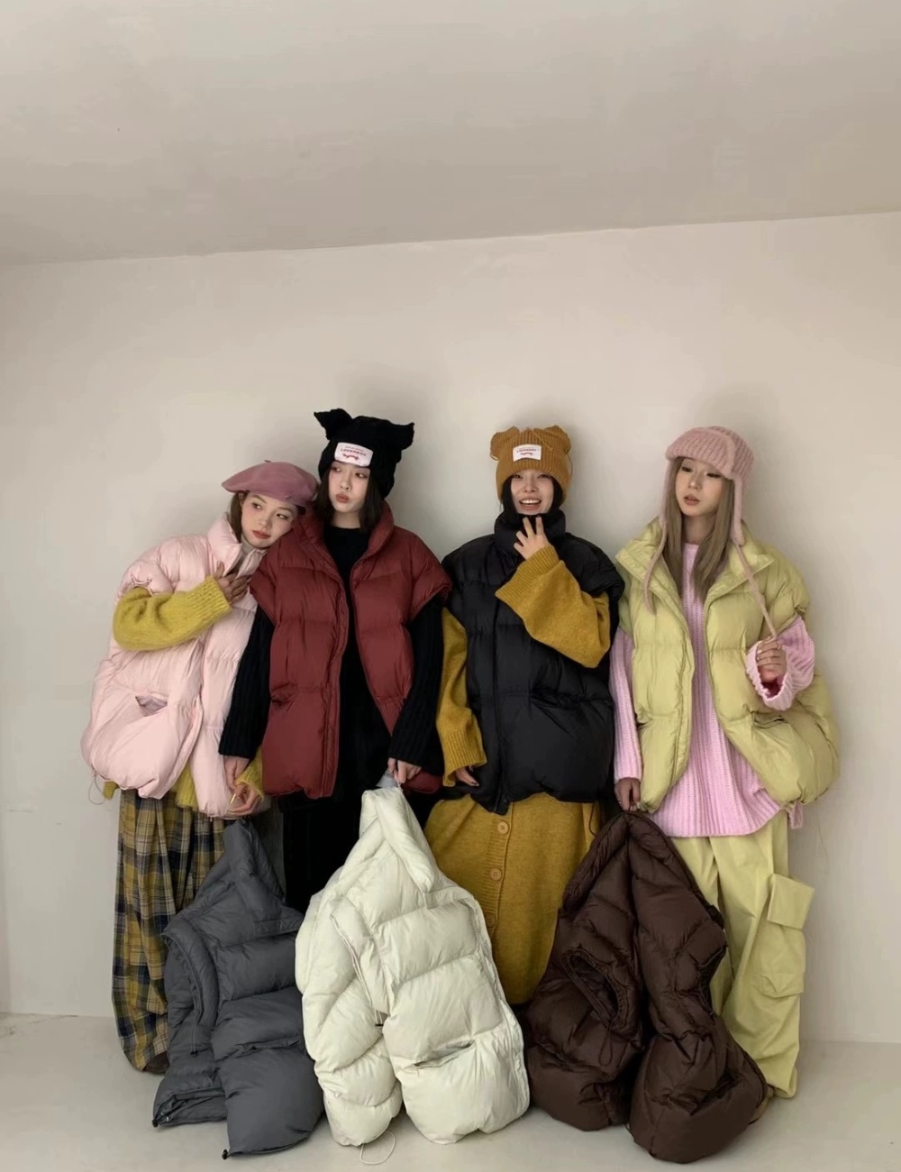 All-match Korean style coat wears outside waistcoat