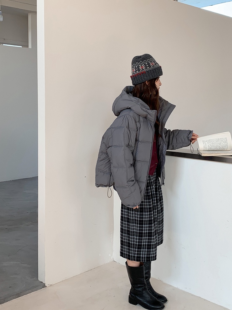Box hooded coat Korean style loose down coat for women