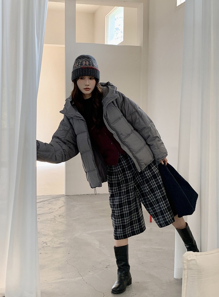 Box hooded coat Korean style loose down coat for women