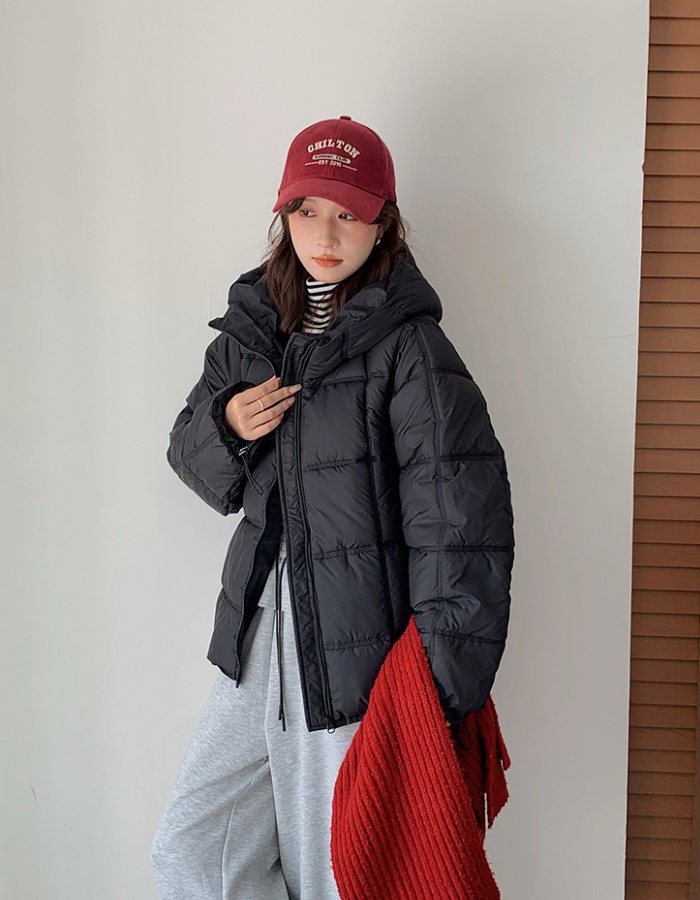 Box hooded coat Korean style loose down coat for women