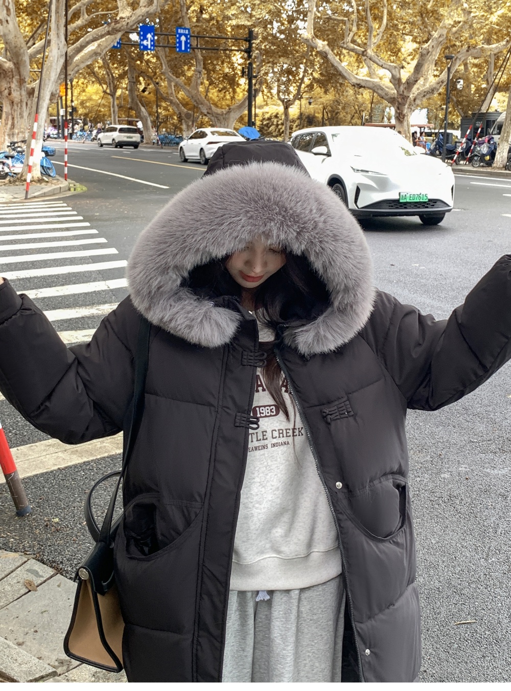 Winter fashion yellow cotton coat down long coat for women