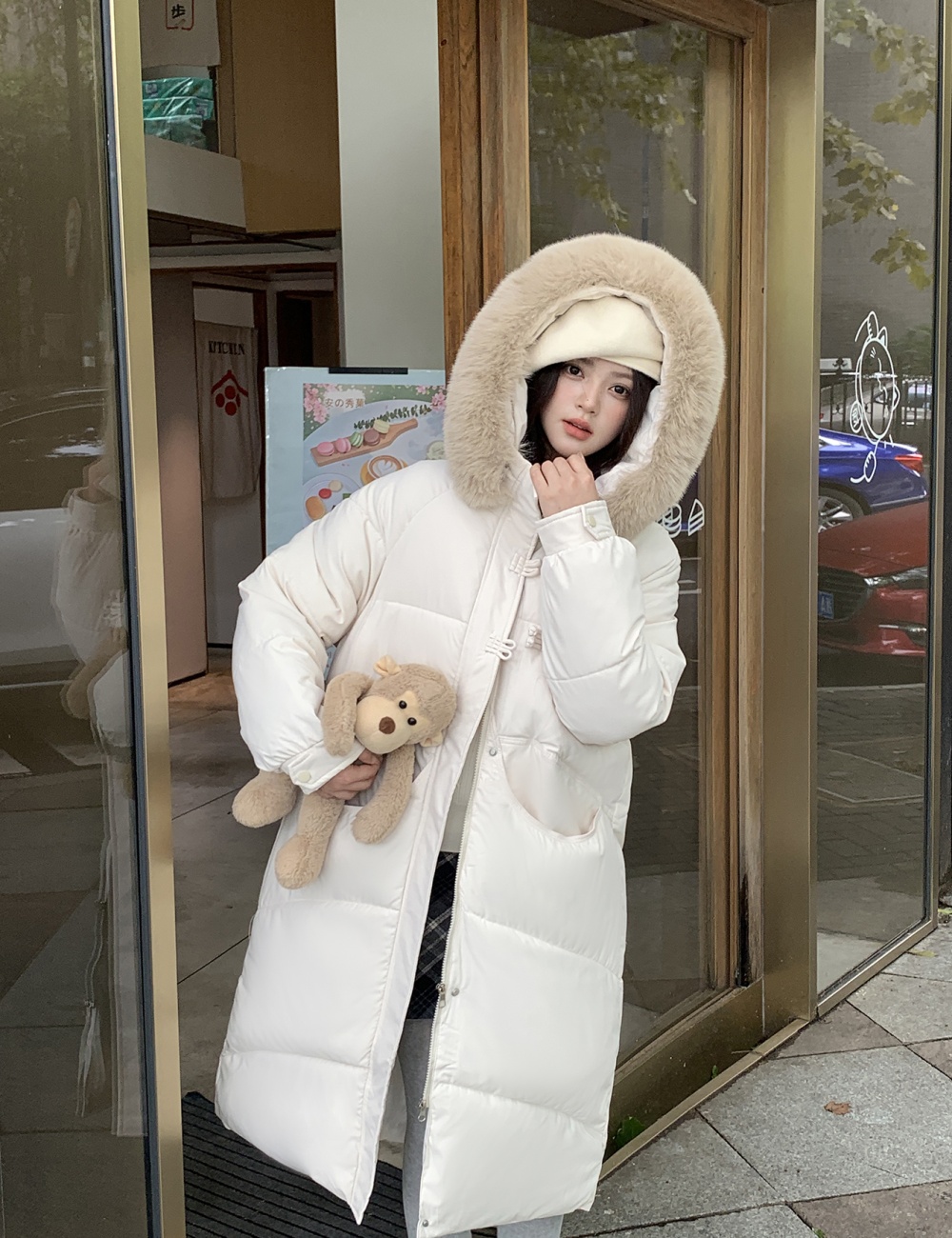 Winter fashion yellow cotton coat down long coat for women