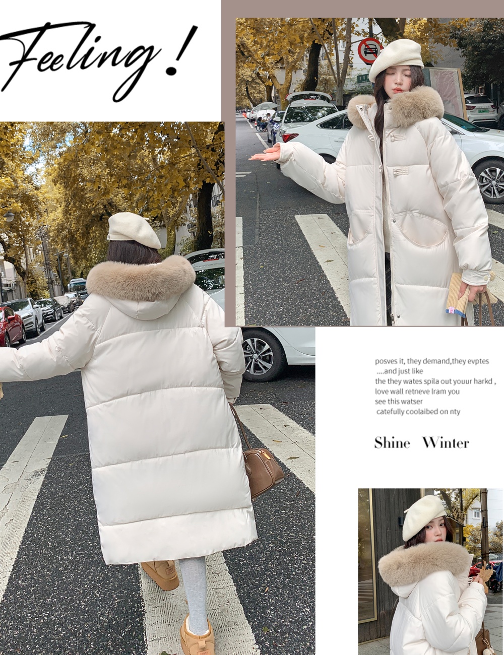Winter fashion yellow cotton coat down long coat for women