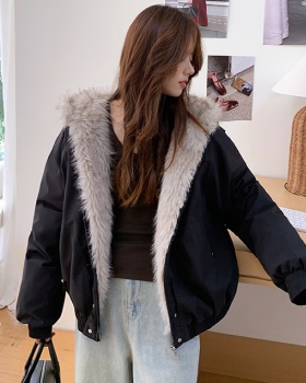 Winter couples cotton coat short fur collar coat