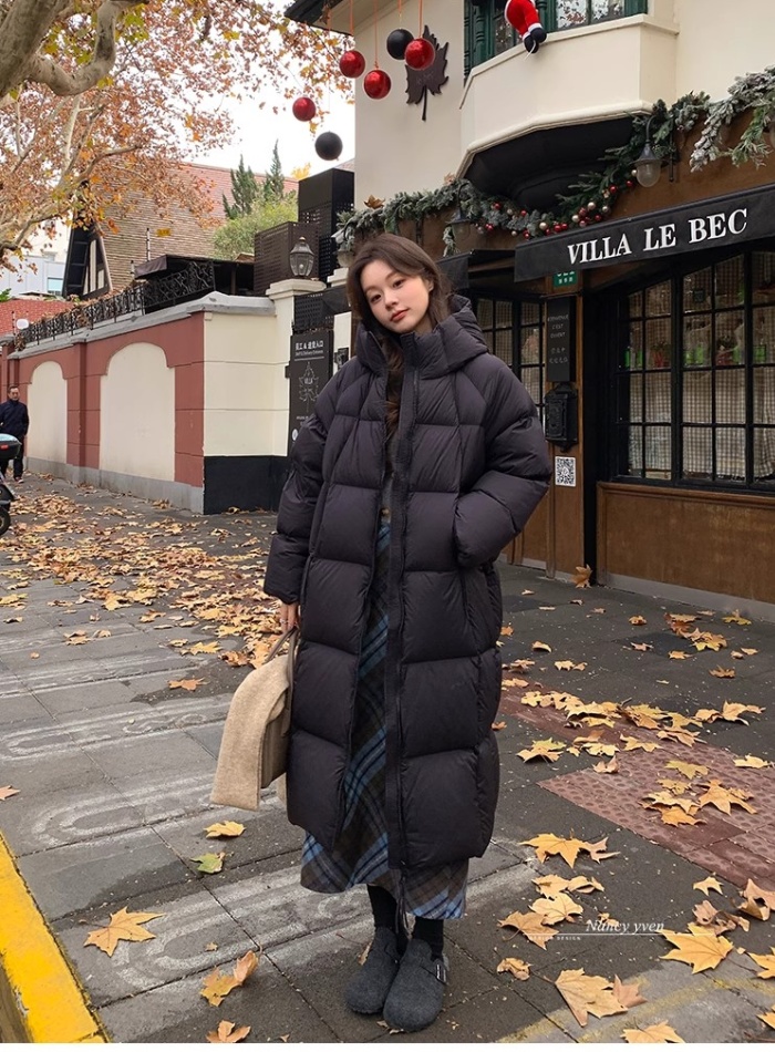 Winter plaid long coat pure hooded couples cotton coat