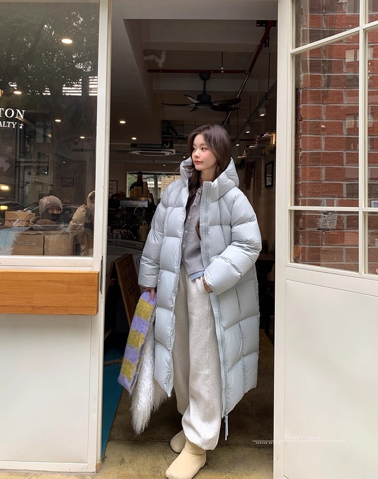 Winter plaid long coat pure hooded couples cotton coat