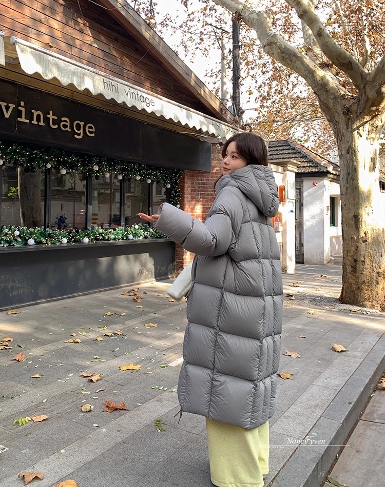 Winter plaid long coat pure hooded couples cotton coat