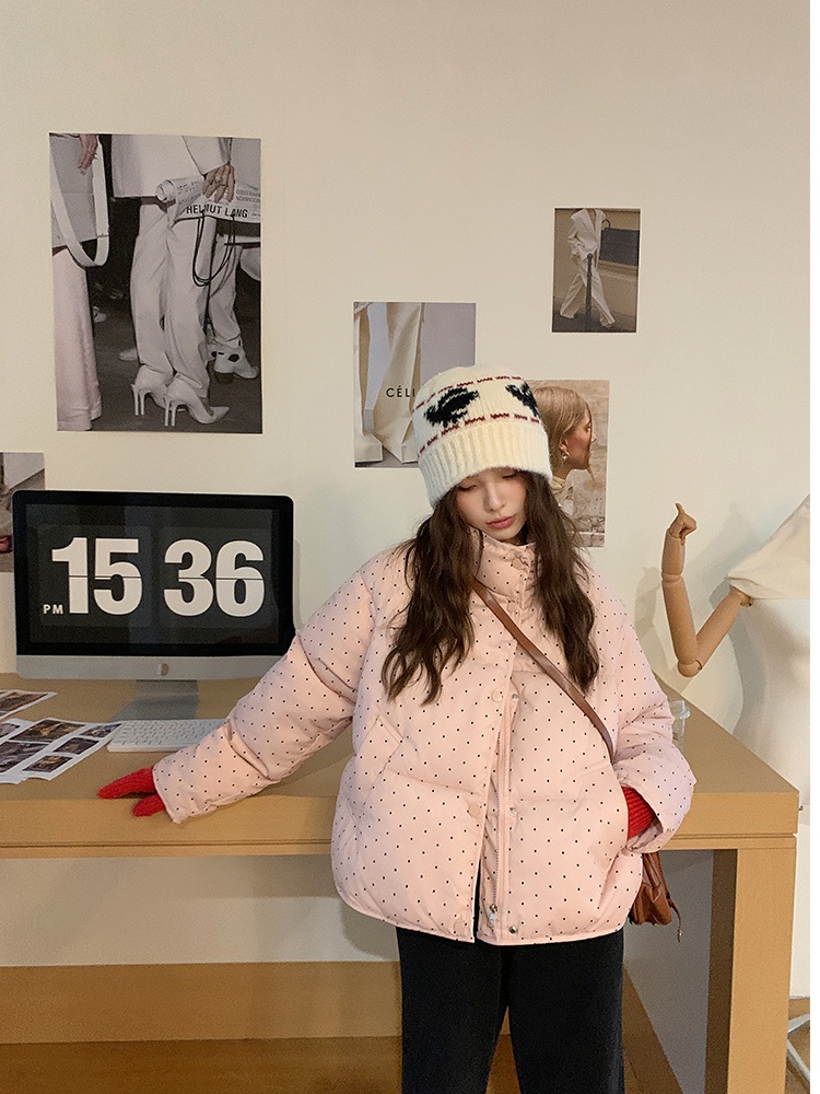 Student Korean style coat winter polka dot cotton coat