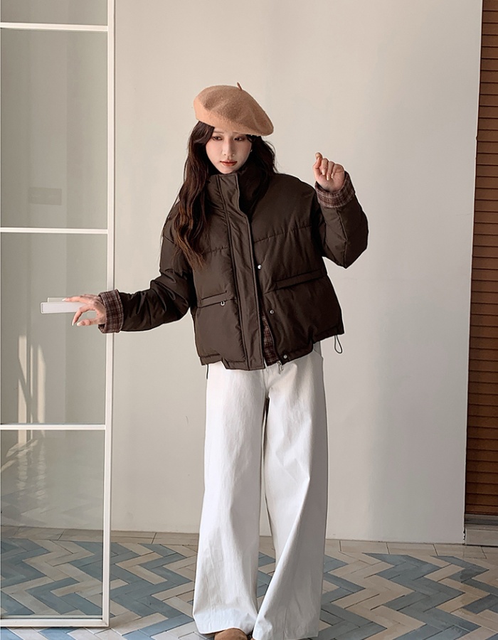 Short mixed colors Korean style cotton coat
