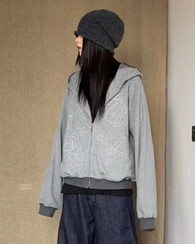 Pure cotton complex cotton embroidery hoodie for women