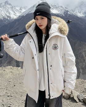 Hooded down retro thermal fur collar cotton coat