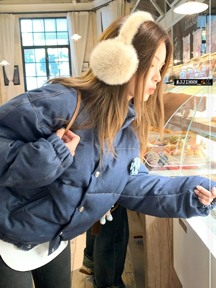 Cstand collar velvet jacket winter bread clothing for women