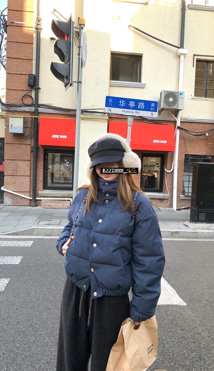 Cstand collar velvet jacket winter bread clothing for women