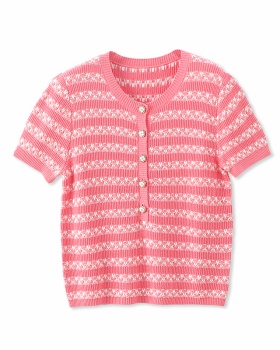 Mixed colors short sleeve tops slim stripe T-shirt