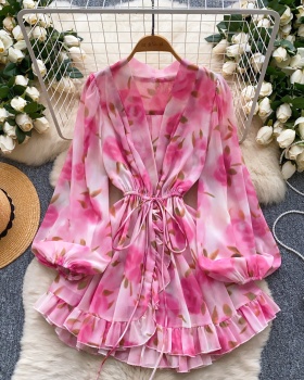 France style dress pinched waist T-back for women