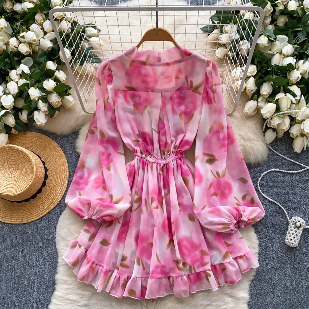 France style dress pinched waist T-back for women