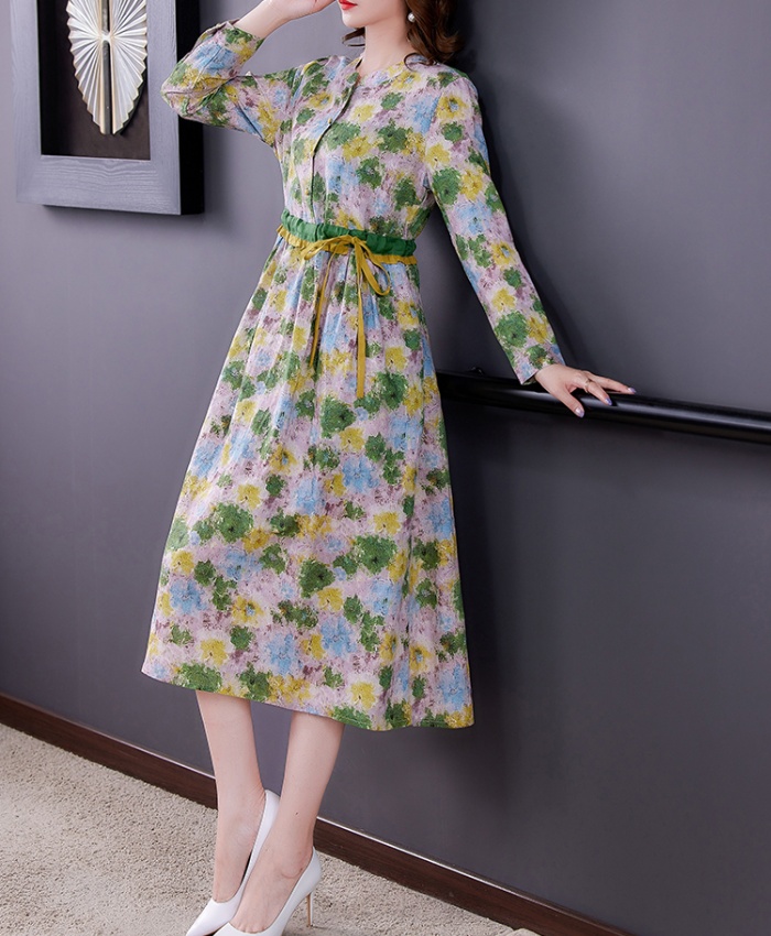 Wood ear spring and autumn long dress retro art dress for women