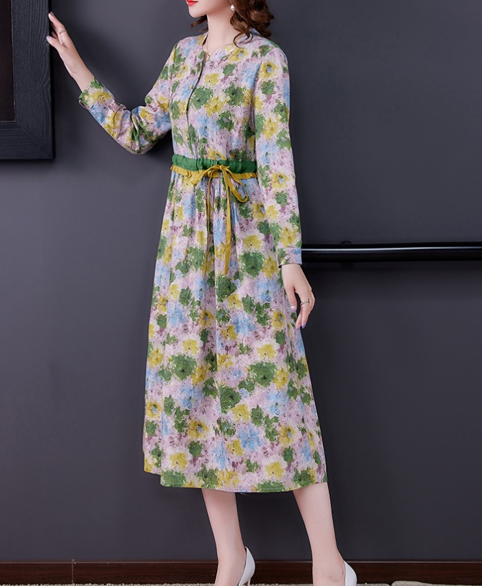Wood ear spring and autumn long dress retro art dress for women