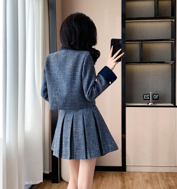 Sequins pleated coat autumn and winter skirt 2pcs set