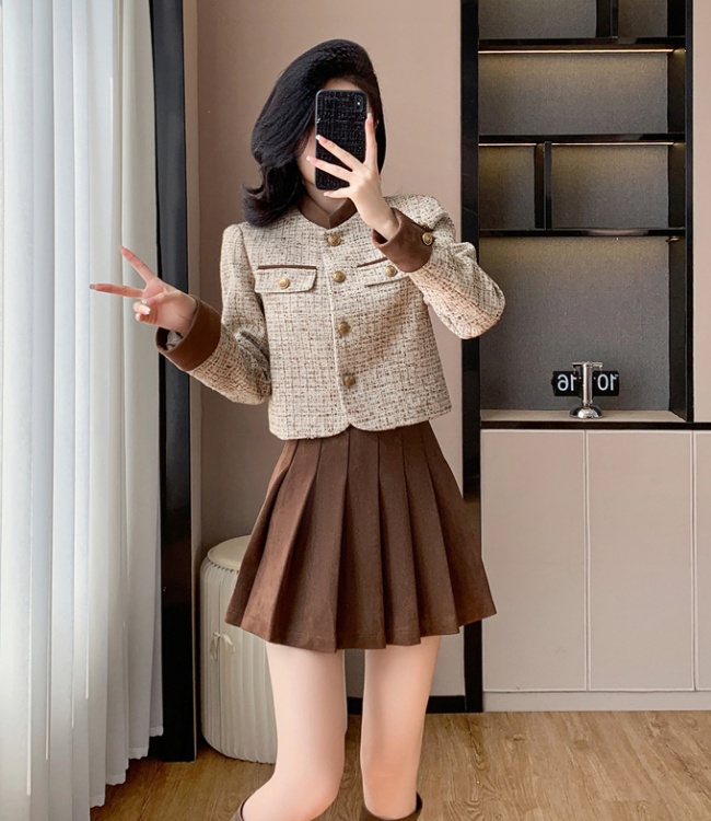 Chanelstyle skirt autumn and winter coat 2pcs set