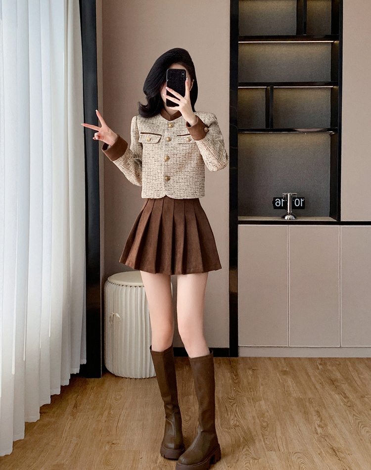 Chanelstyle skirt autumn and winter coat 2pcs set