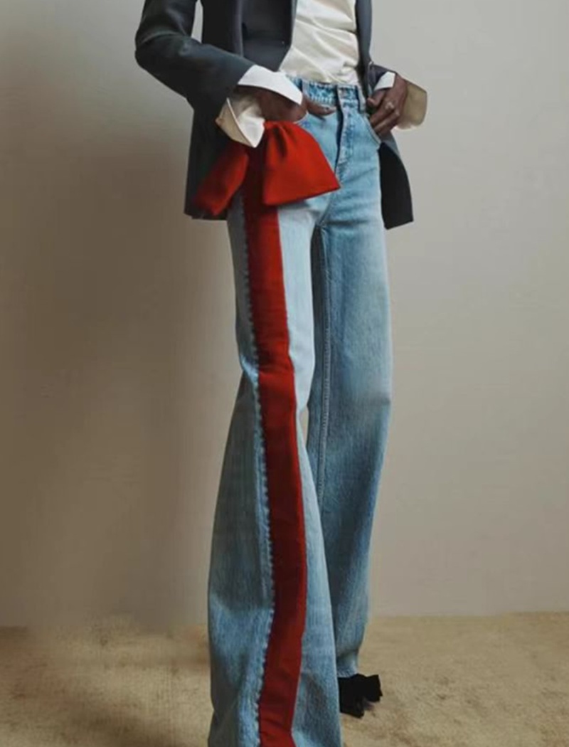 Straight pants high waist European style jeans for women