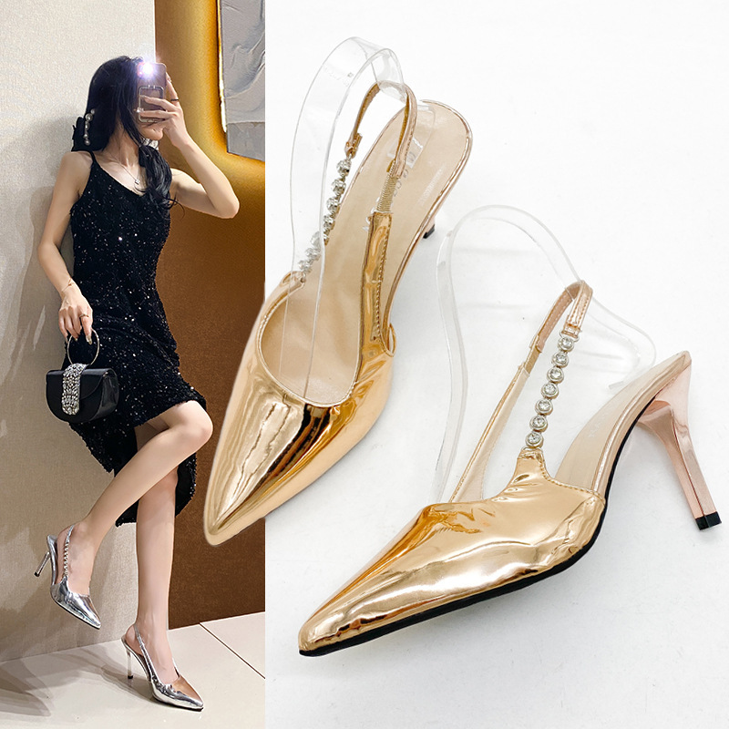 Lady rhinestone high-heeled shoes niche sandals for women