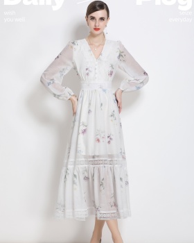 Casual France style dress autumn long dress for women