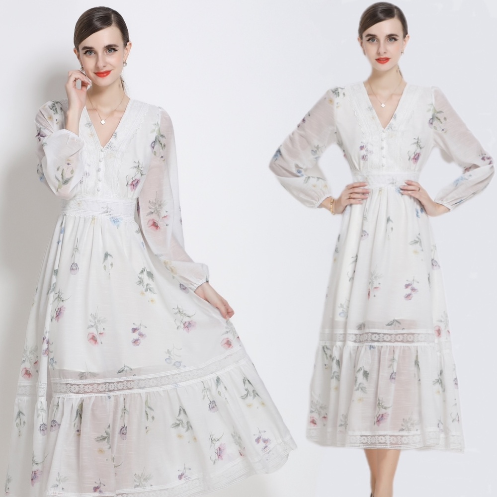 Casual France style dress autumn long dress for women