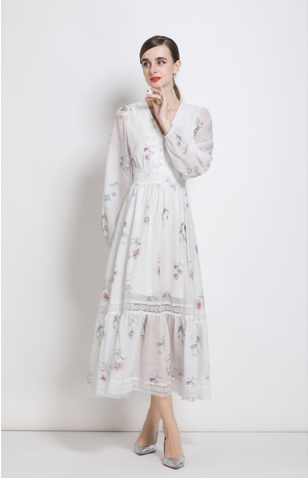 Casual France style dress autumn long dress for women