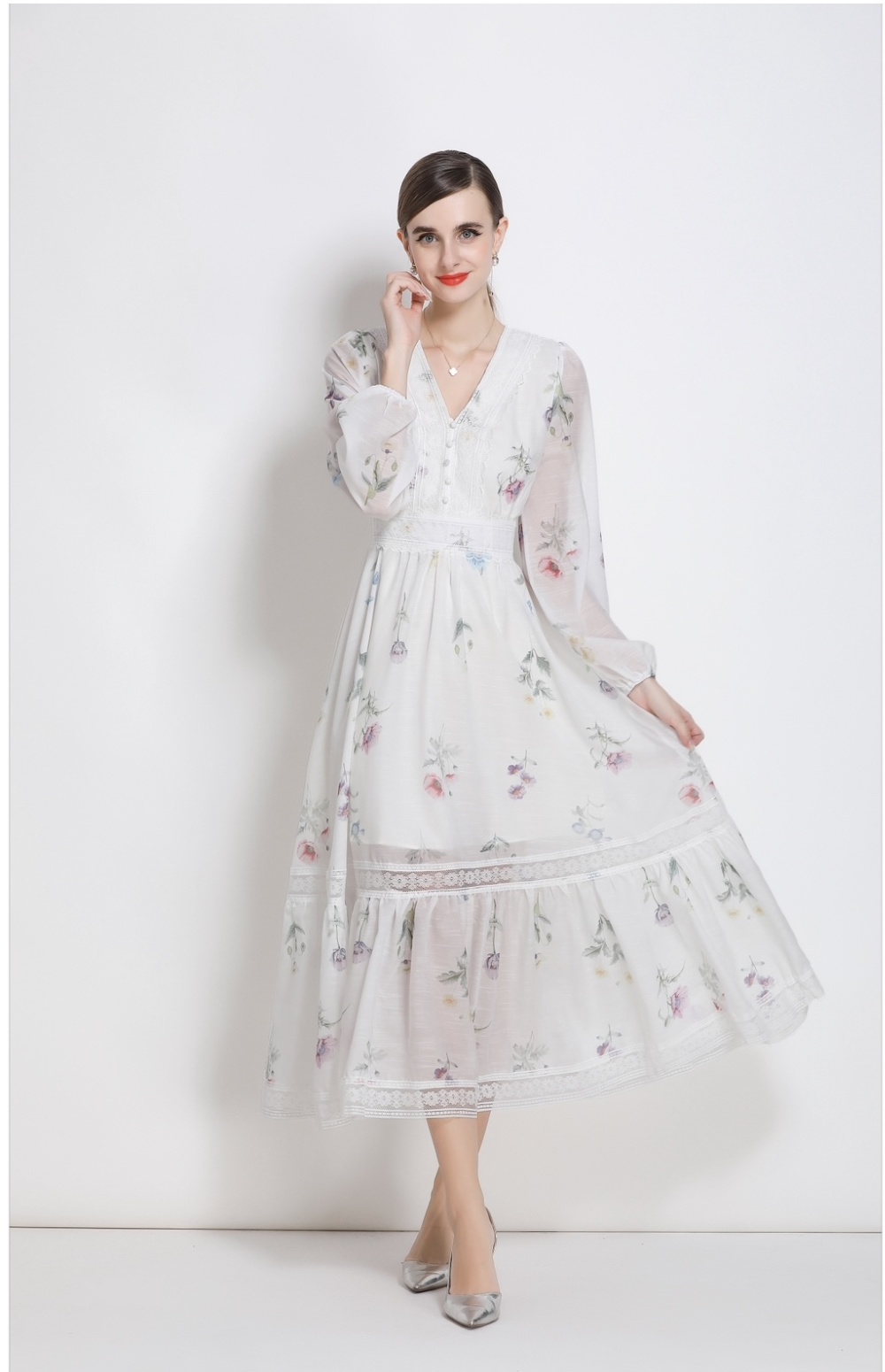 Casual France style dress autumn long dress for women