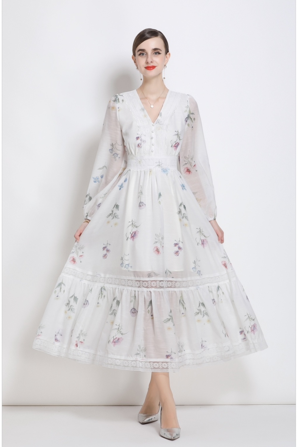 Casual France style dress autumn long dress for women