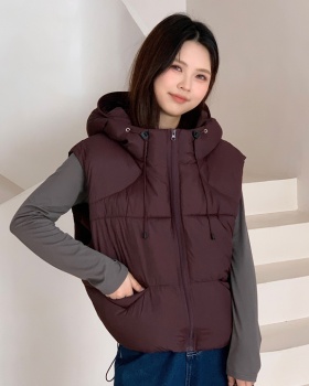 Loose cotton coat hooded waistcoat for women