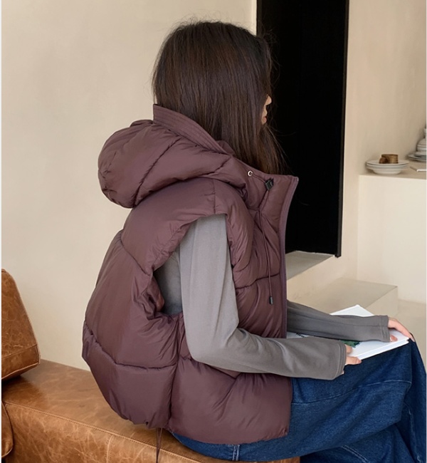 Loose cotton coat hooded waistcoat for women