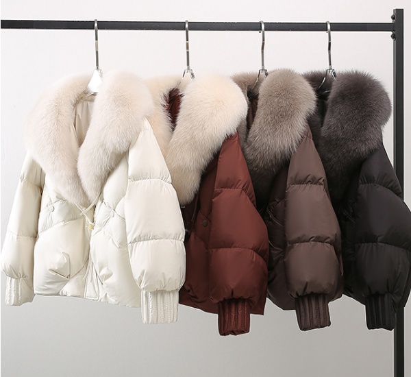 Thick winter cotton coat down fur collar coat for women