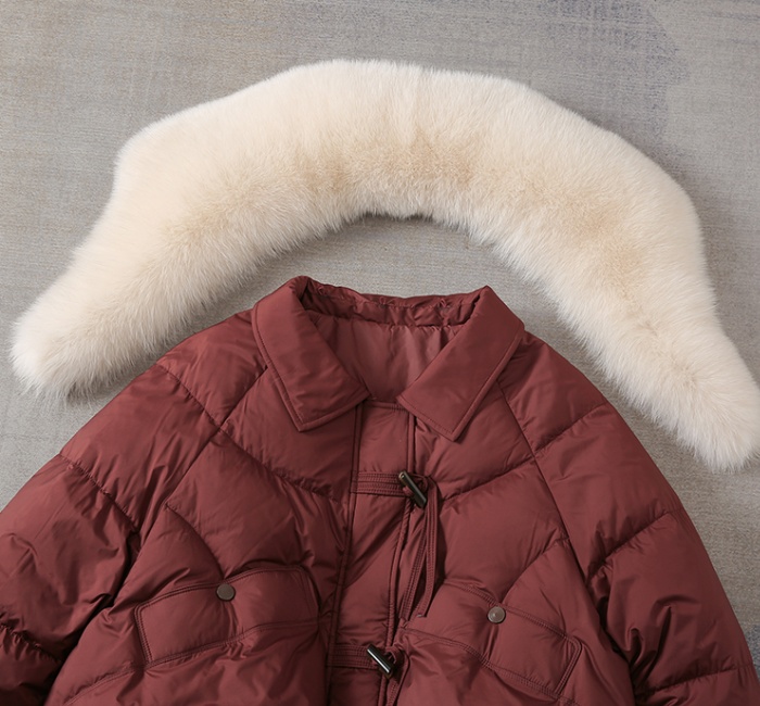 Thick winter cotton coat down fur collar coat for women