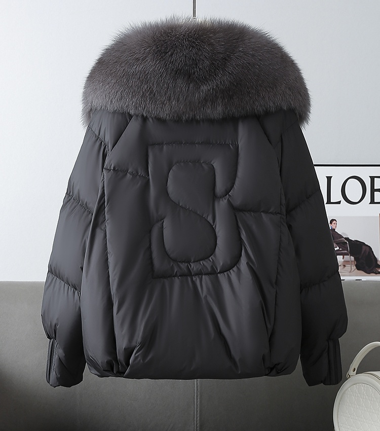Thick winter cotton coat down fur collar coat for women