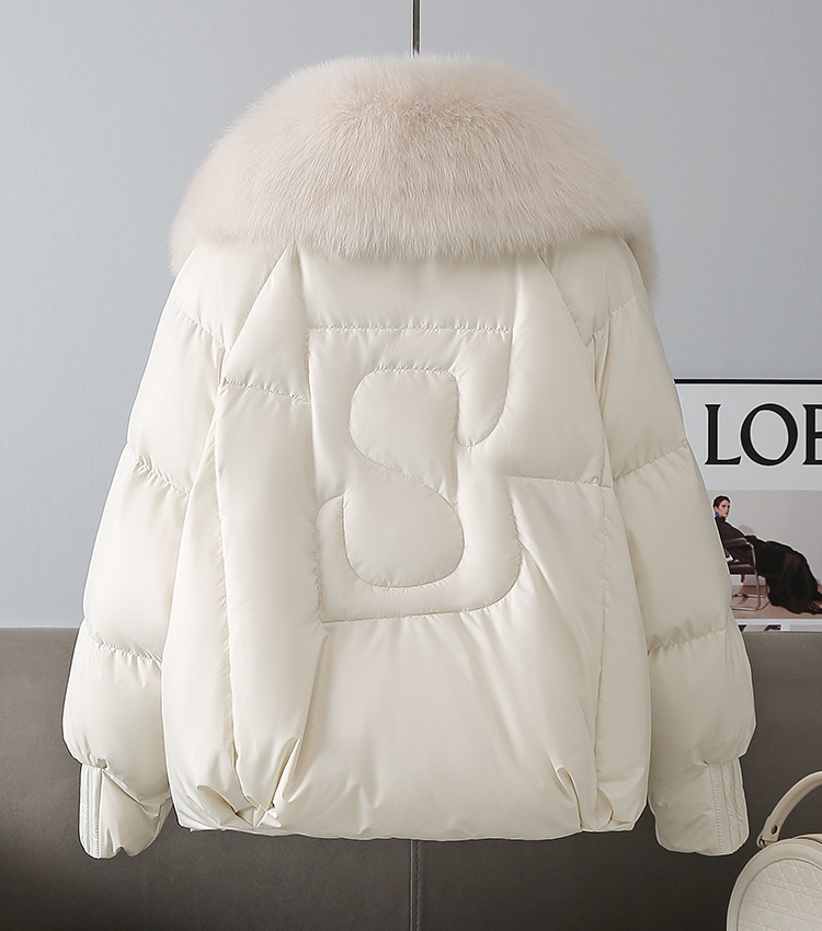 Thick winter cotton coat down fur collar coat for women