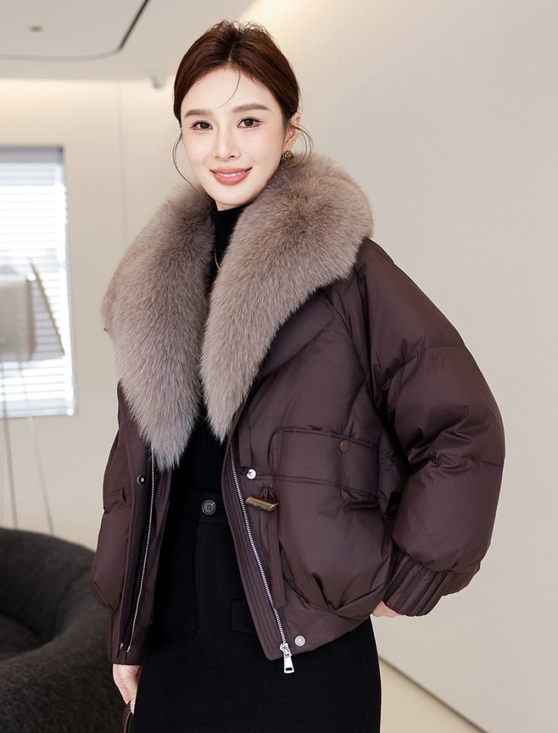 Thick winter cotton coat down fur collar coat for women